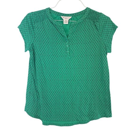 Liz Claiborne Petite Green and Blue Shirt with Buttons Women's Petite Small S - Picture 1 of 6